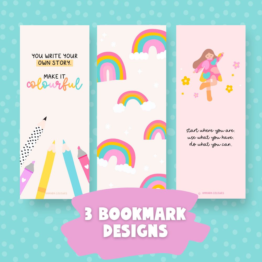 Free Colour With Heart Printable Bookmarks — Set of 3
