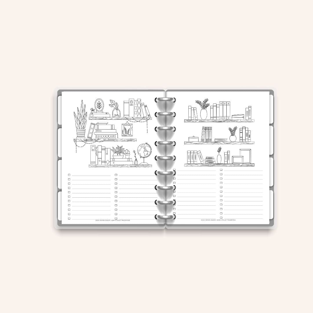Colouring Book & Project Tracker – Printable Page Pack (11 Pages)