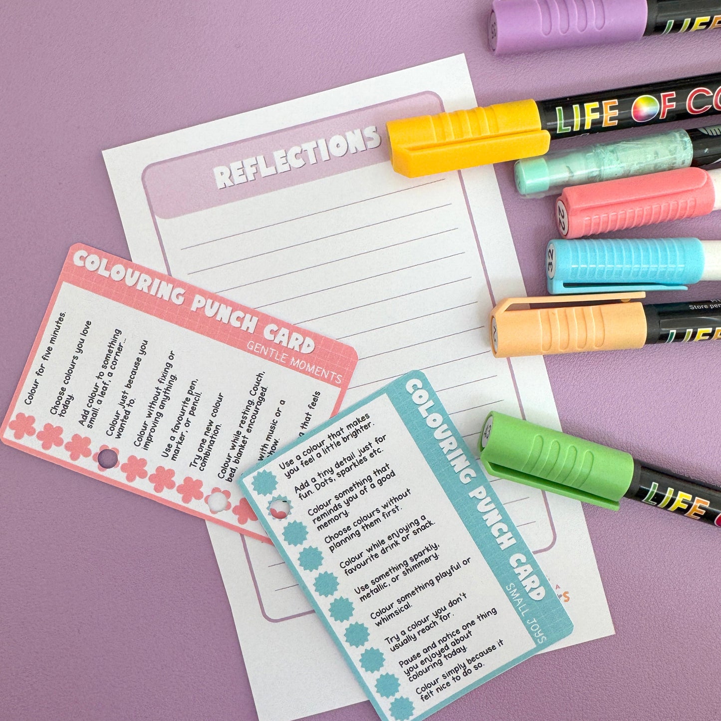 Free Colouring Punch Cards — Gentle Moments & Small Joys