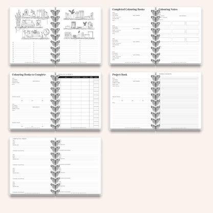 Colouring Book & Project Tracker – Printable Page Pack (11 Pages)
