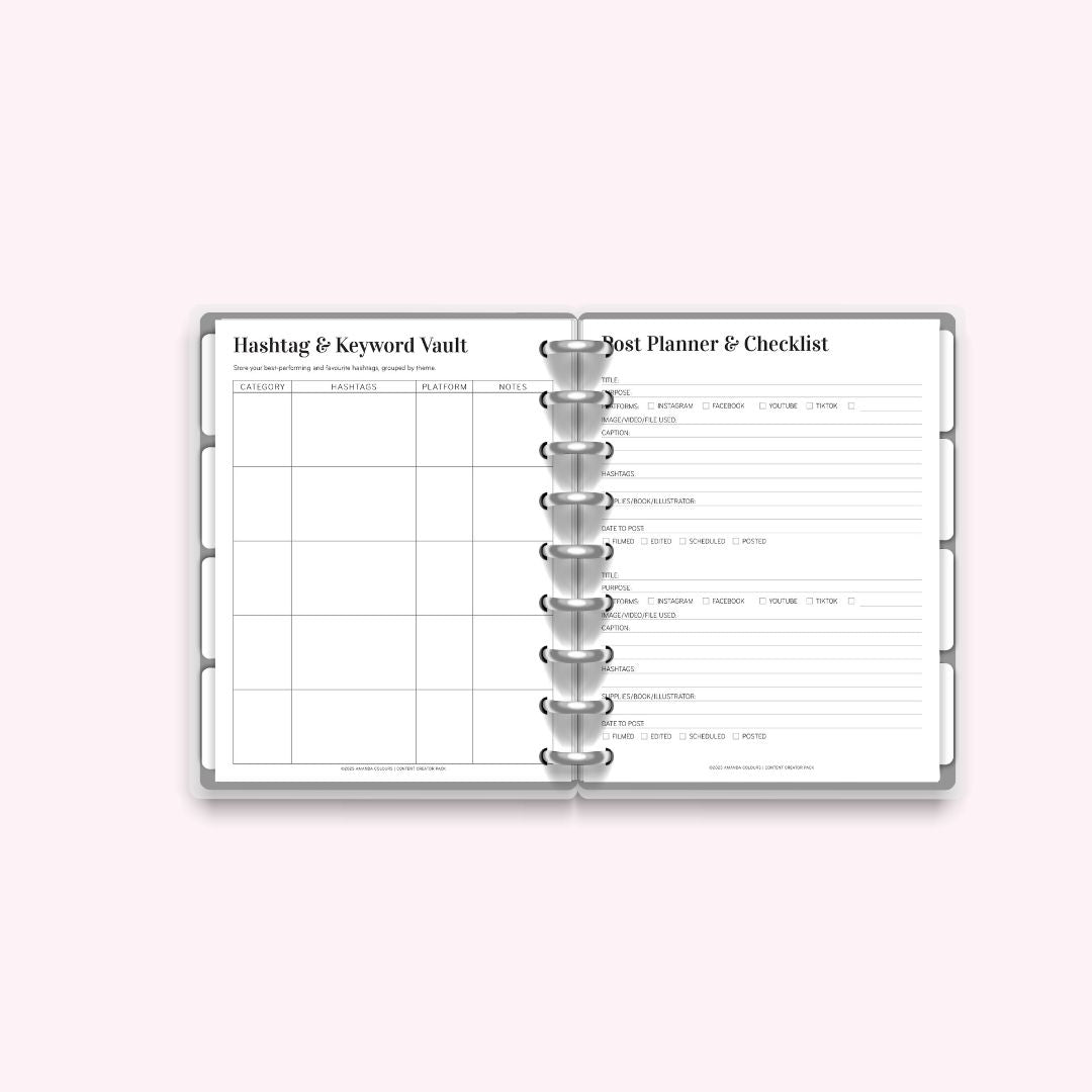 Content Creator Pack – Printable Page Pack (11 Pages)