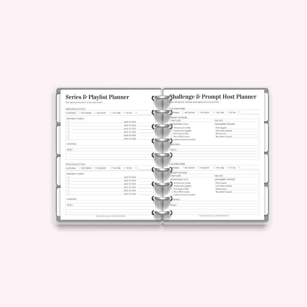 Content Creator Pack – Printable Page Pack (11 Pages)