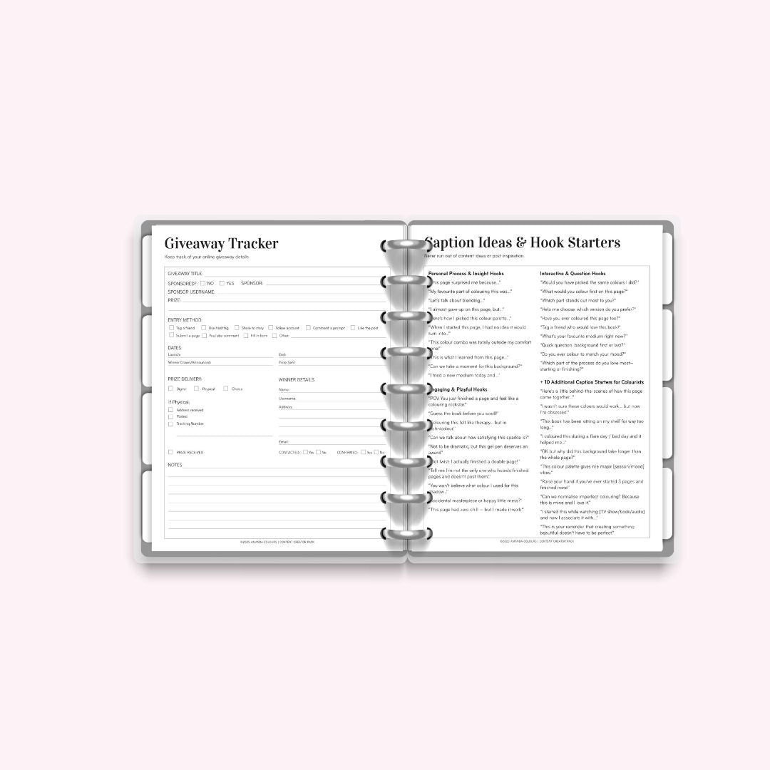 Content Creator Pack – Printable Page Pack (11 Pages)